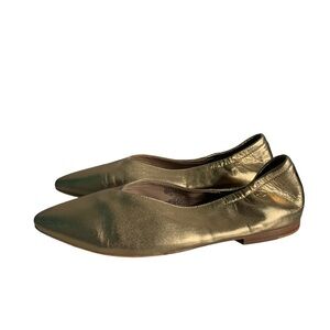 PLV Gold Leather Pointy Toe Metallic Women’s Ballet Flats Size 7